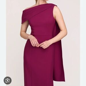 Kay Unger Fuchsia One-Shoulder Dress